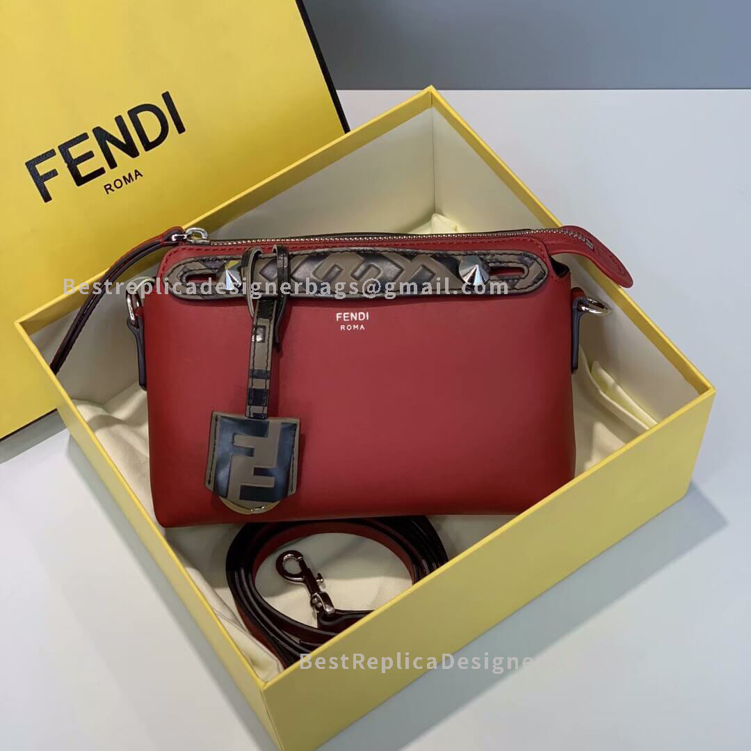 Fendi By The Way Mini Red Leather Small Boston Bag 1150S